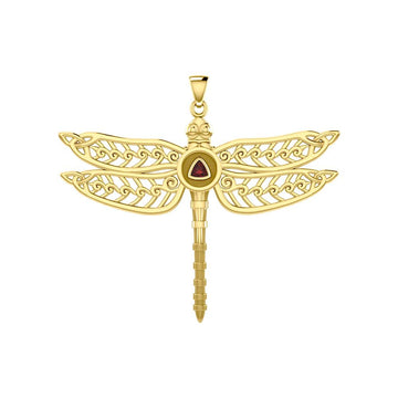 The Celtic Dragonfly with Recovery Solid Yellow Gold Pendant GPD5389 - Jewelry